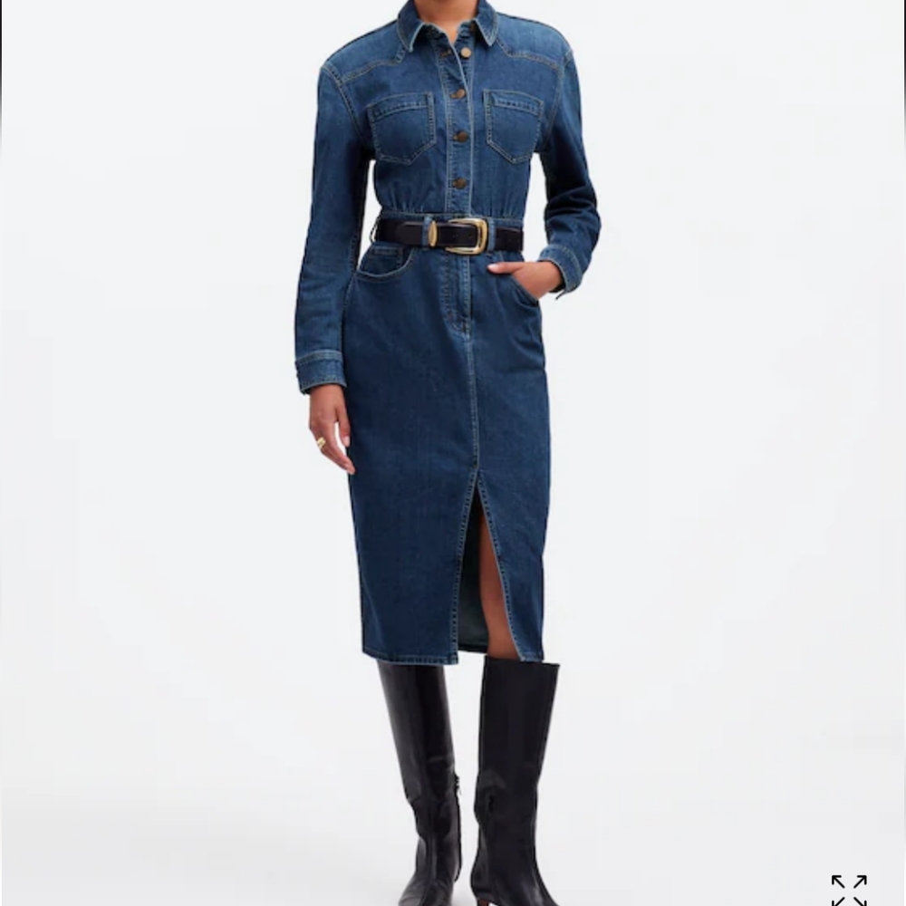 NWT Madewell Denim Western Midi Shirt Dress